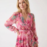 Molly - Vibrant Floral Wrap Dress with Tiered Silhouette