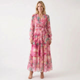 Molly - Vibrant Floral Wrap Dress with Tiered Silhouette