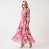 Molly - Vibrant Floral Wrap Dress with Tiered Silhouette