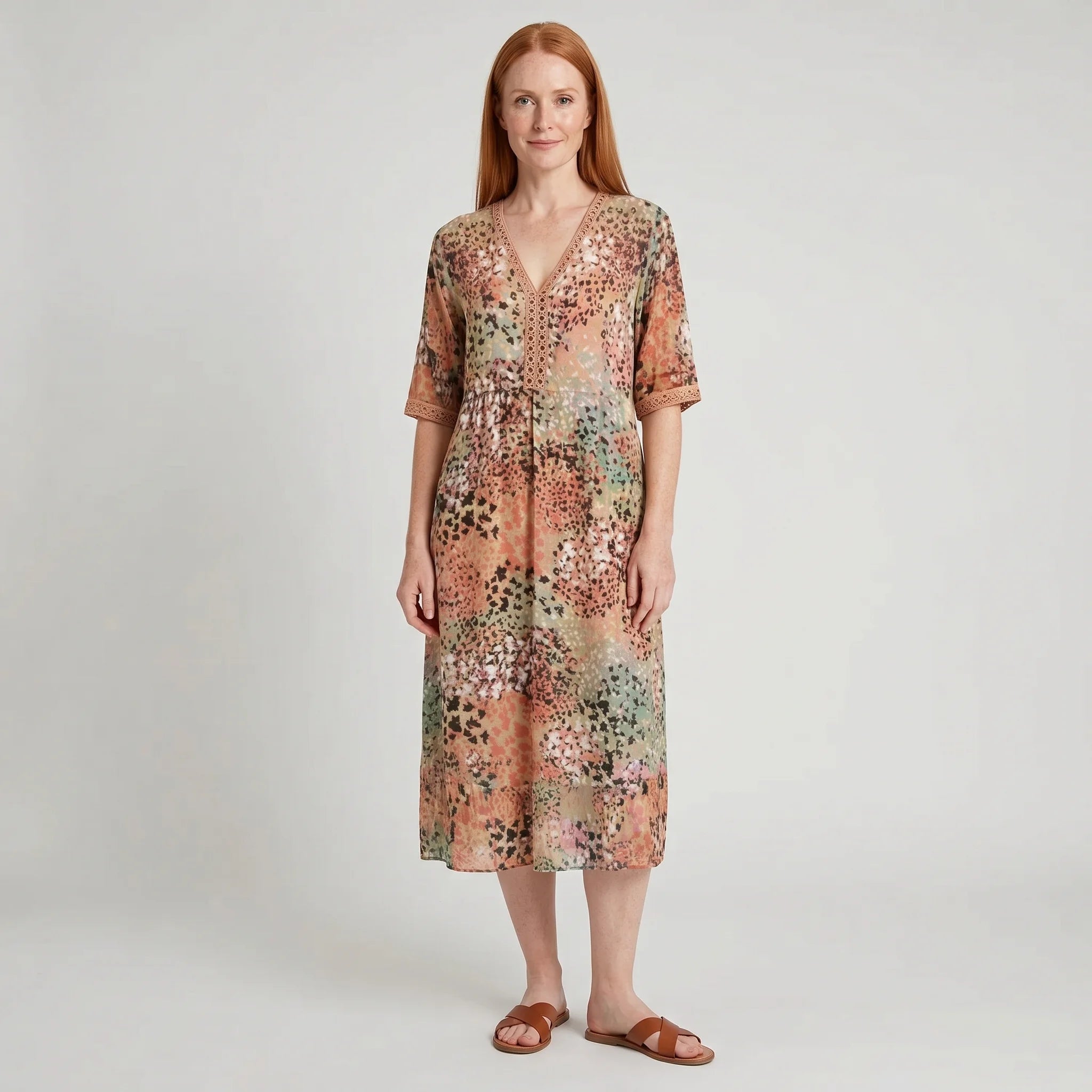 Niamh - V-Neck Dress with Print