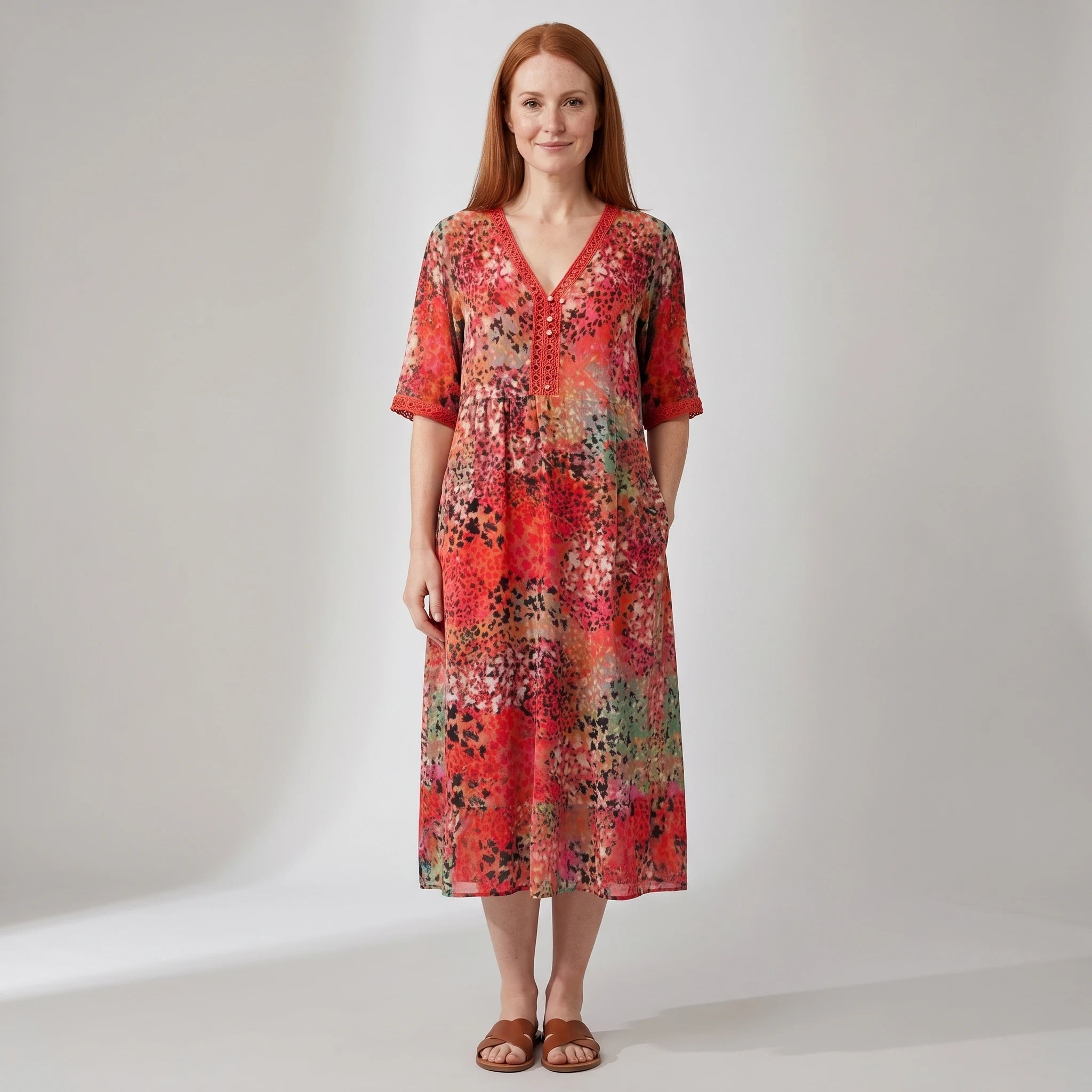 Niamh - V-Neck Dress with Print