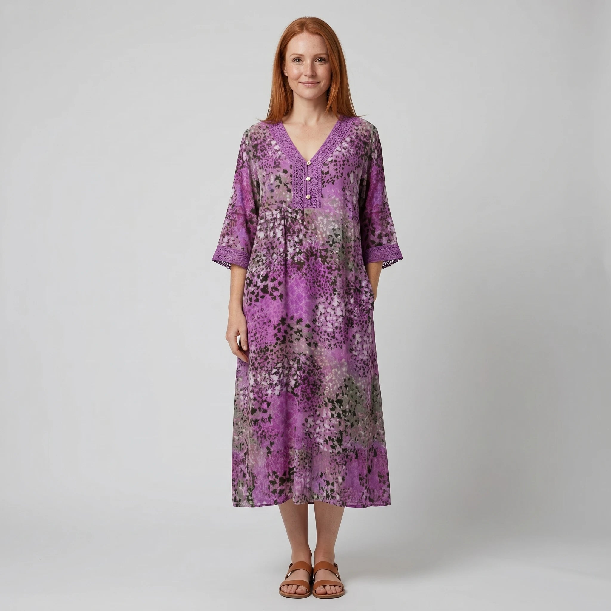 Niamh - V-Neck Dress with Print