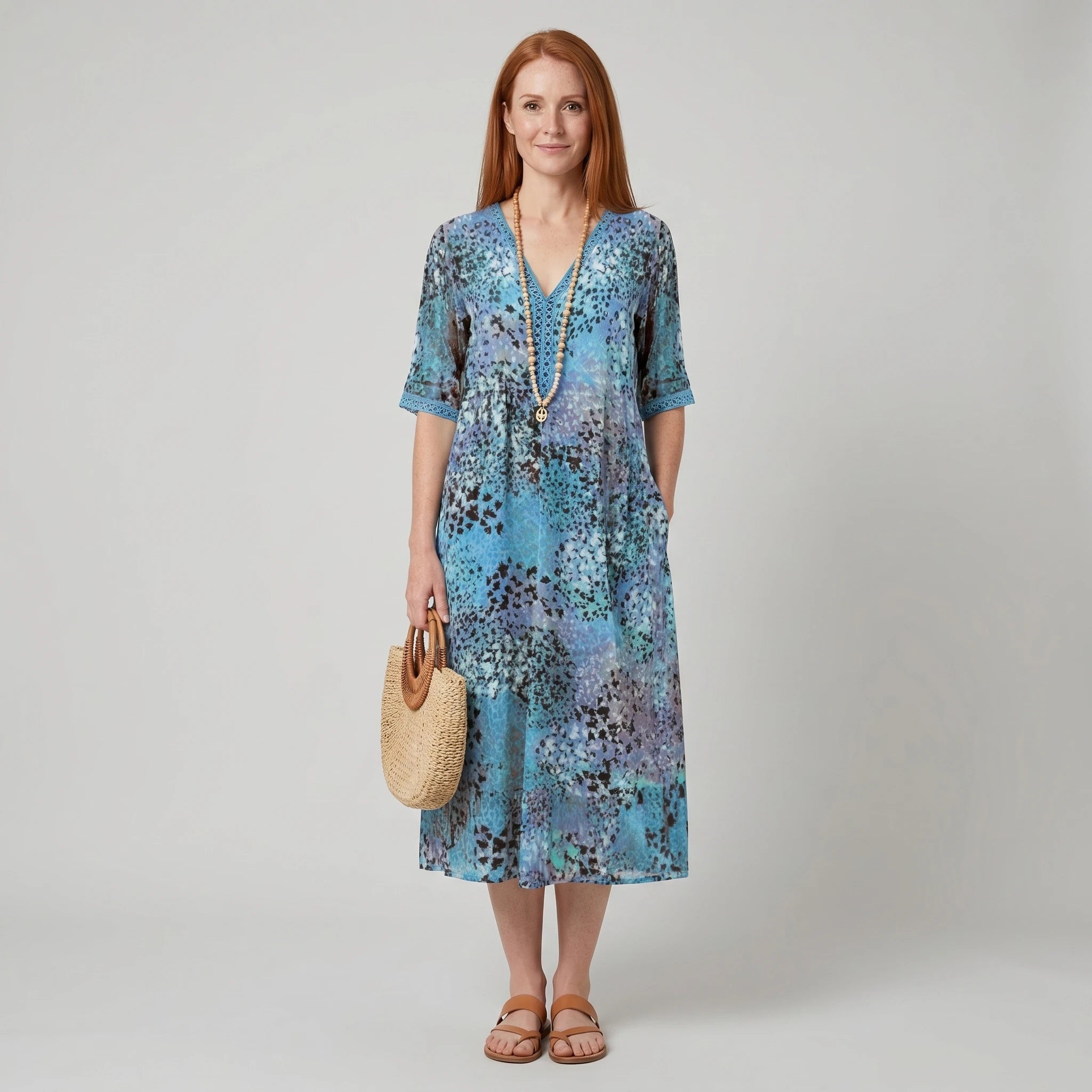 Niamh - V-Neck Dress with Print