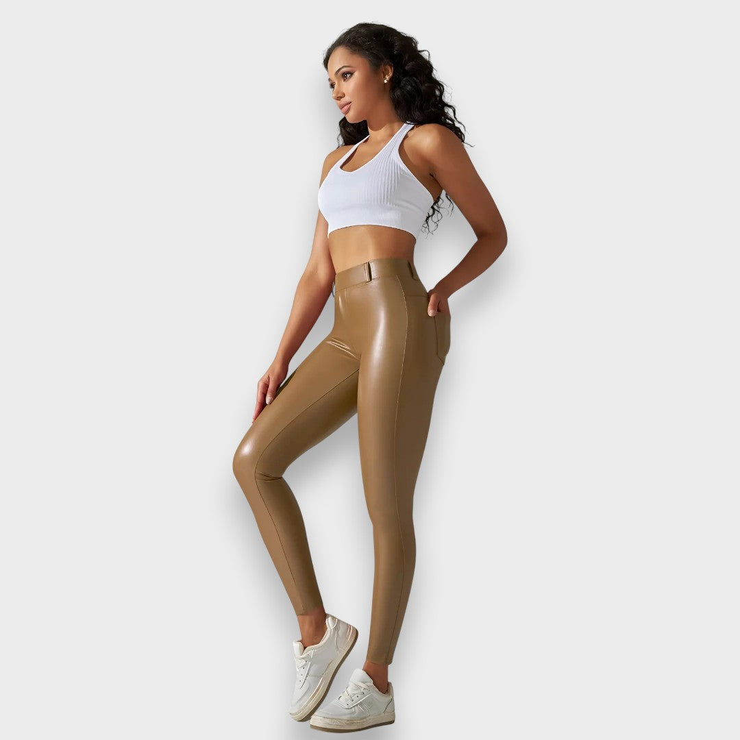 Alice | Faux Leather Shaping Tights