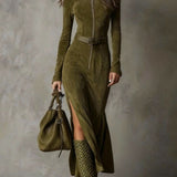 Vintage Belted Maxi Dress