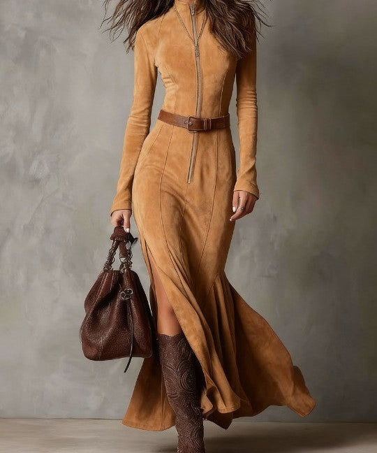 Vintage Belted Maxi Dress