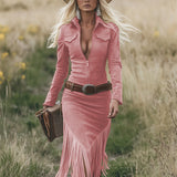 Sierra Western Fringe Zip Midi Dress